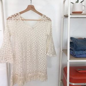 XS!! Cute sheer cover up!With fringe! Worn once!